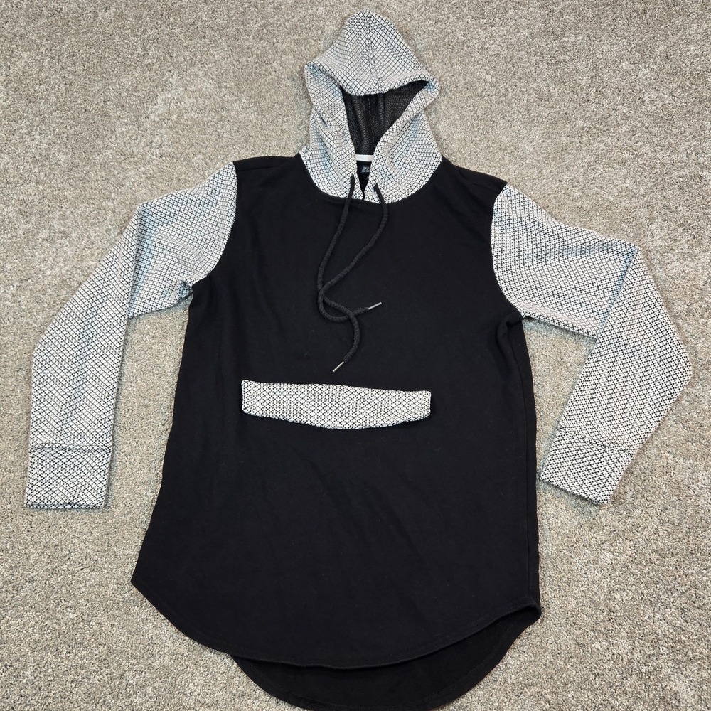 Elwood Men's Y2K Star‎ Terry Anorak Hoodie Size S Gray/black Zip Pocket Kangaroo